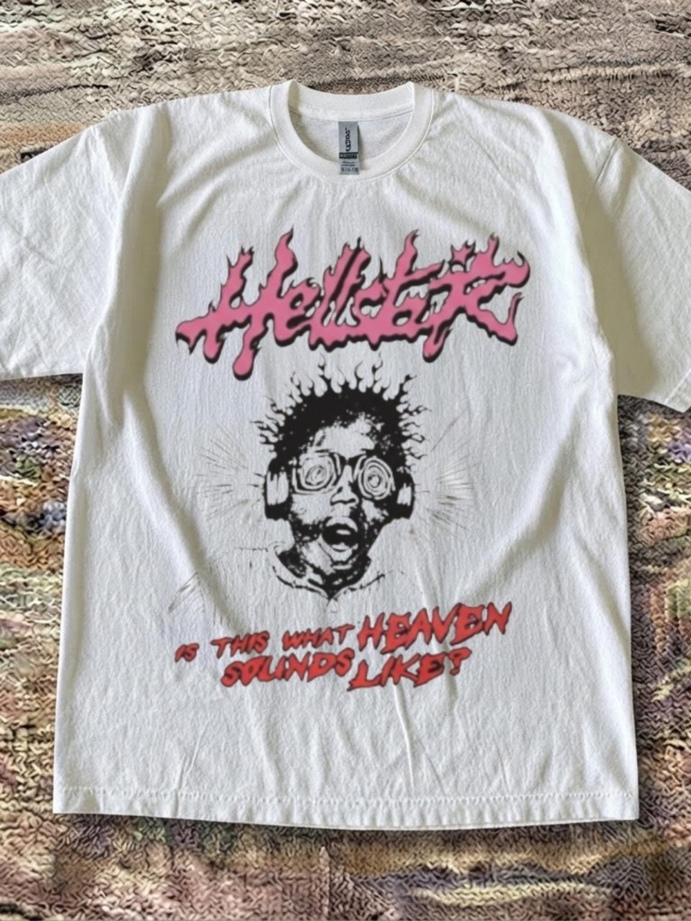 Gildan White Short Sleeve Tee with Pink and Red Graphic